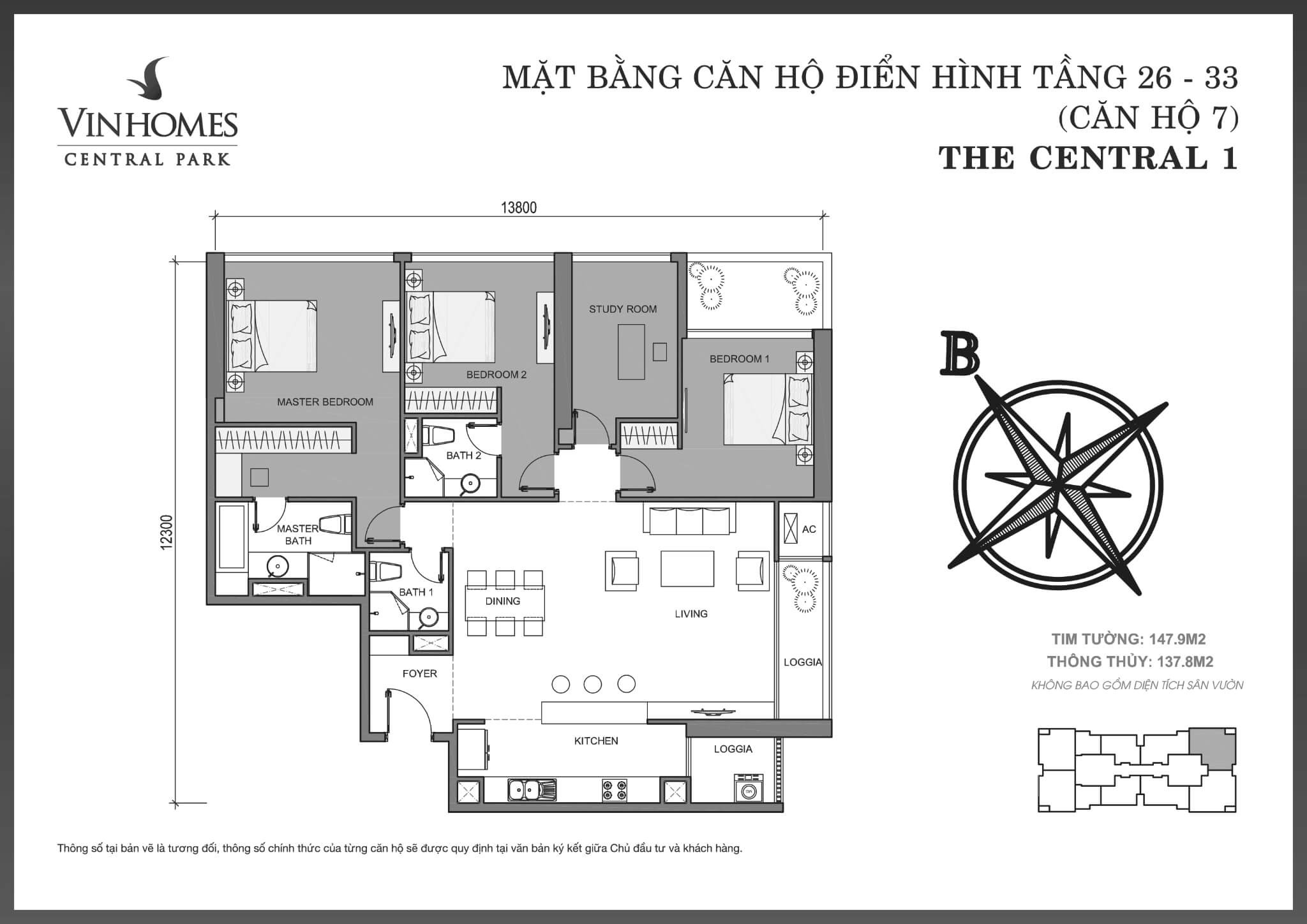layout căn hộ số 7 tầng 26-33 Central 1