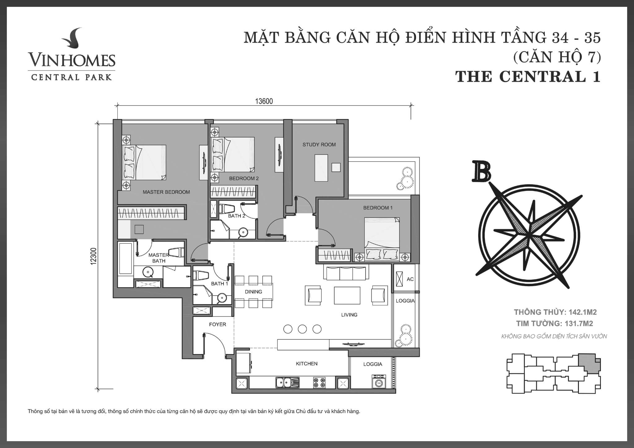 layout căn hộ số 7 tầng 34-35 Central 1