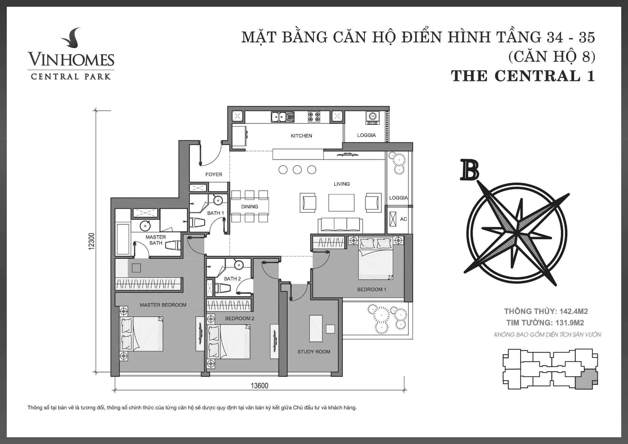 layout căn hộ số 8 tầng 34-35 Central 1