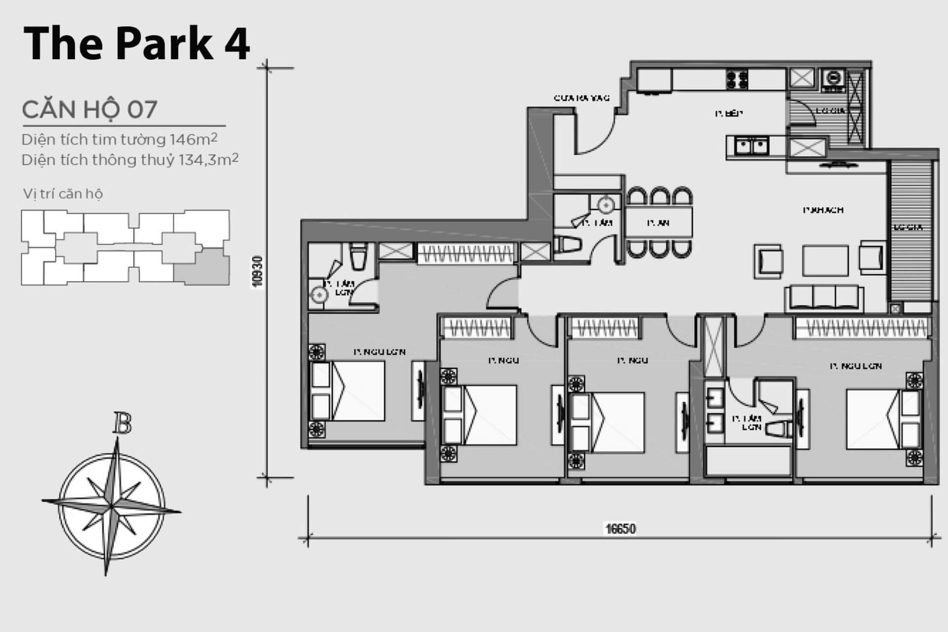 mặt bằng layout căn hộ số 07 Park 4 Vinhomes Central Park