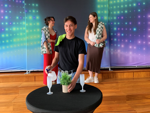 Three young actors performing the SMART$ programme