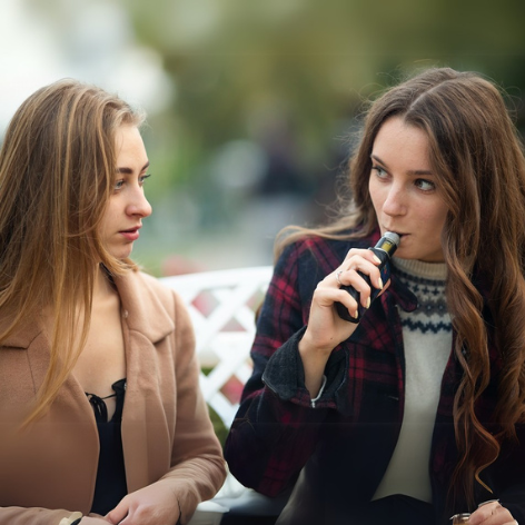 Teenage girls vaping