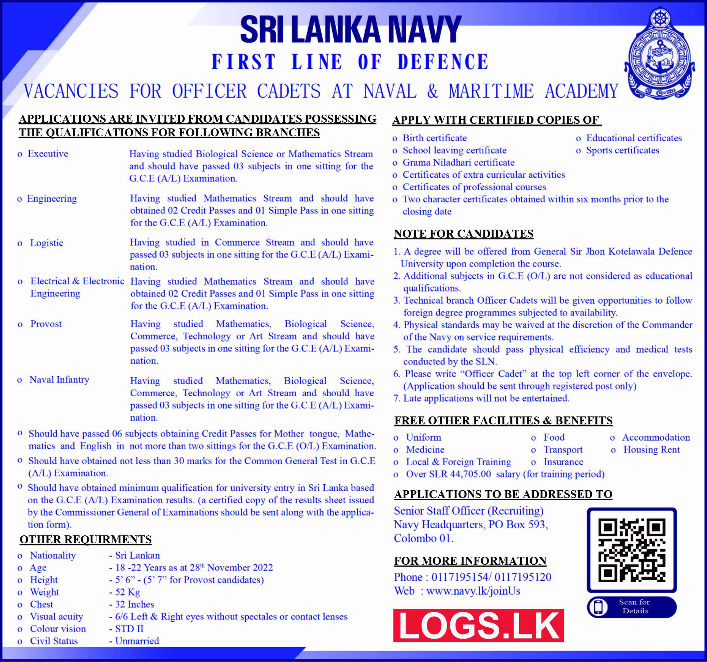 Sri Lanka Navy Vacancies 2023 Application Form Download