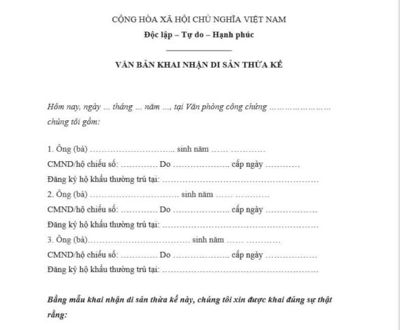 lệ phí công chứng văn bản khai nhận di sản thừa kế