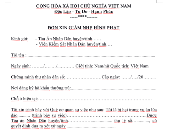Mẫu Đơn trình bày hoàn cảnh xin giảm án theo quy định năm 2023