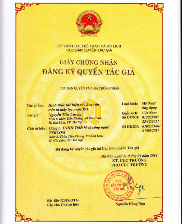 Mẫu giấy chứng nhận đăng ký bản quyền tác giả