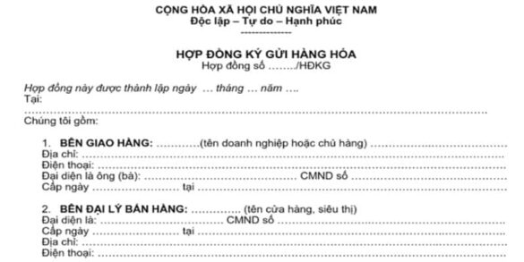 Mẫu hợp đồng ký gửi hàng hóa