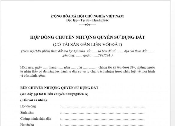 Mẫu hợp đồng mua bán đất phần trăm mới năm 2023