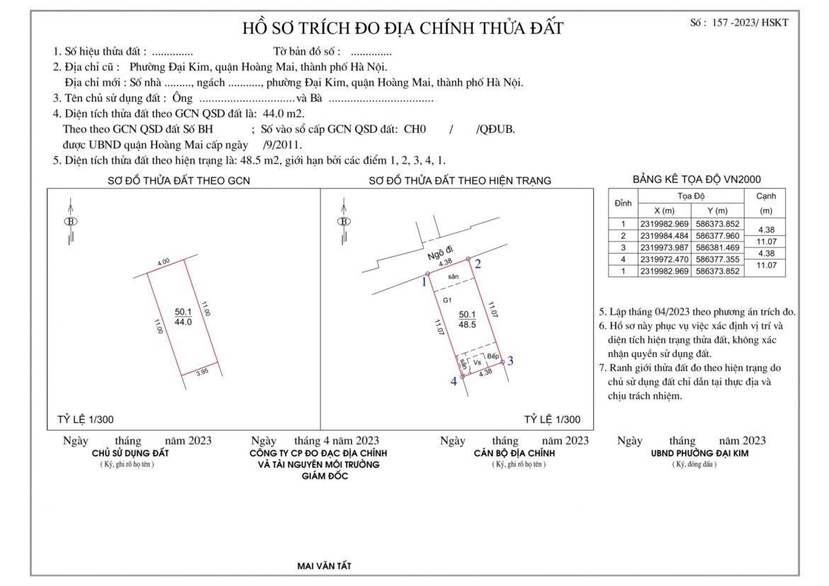 Hồ sơ đo đạc địa chính gồm những giấy tờ gì năm 2023?