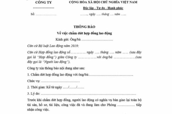 Có phải thông báo chấm dứt hợp đồng trước thời hạn hay không