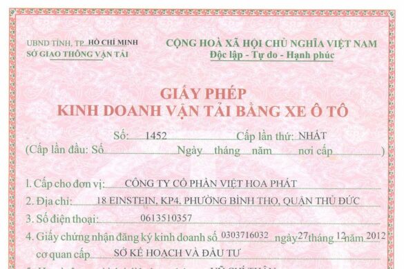 Hồ sơ đề nghị cấp giấy phép kinh doanh vận tải bằng ô tô