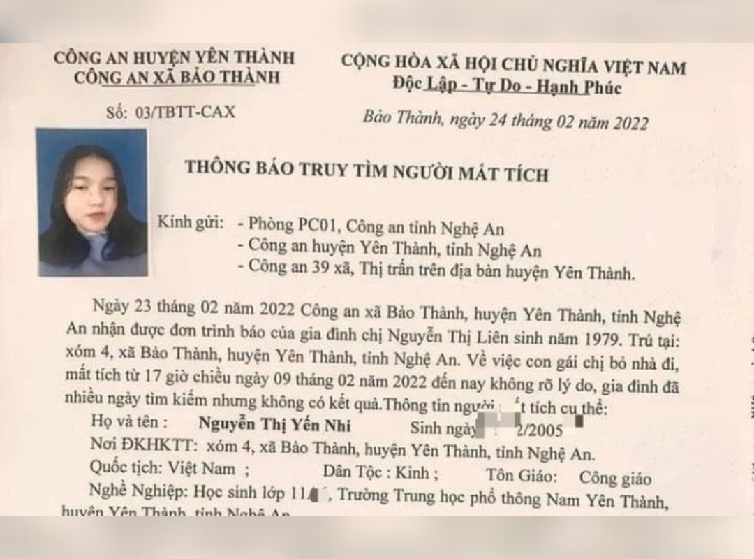 Mẫu đơn yêu cầu tuyên bố mất tích 2024