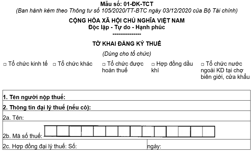 Mẫu tờ khai thuế đối với hoạt động cho thuê tài sản