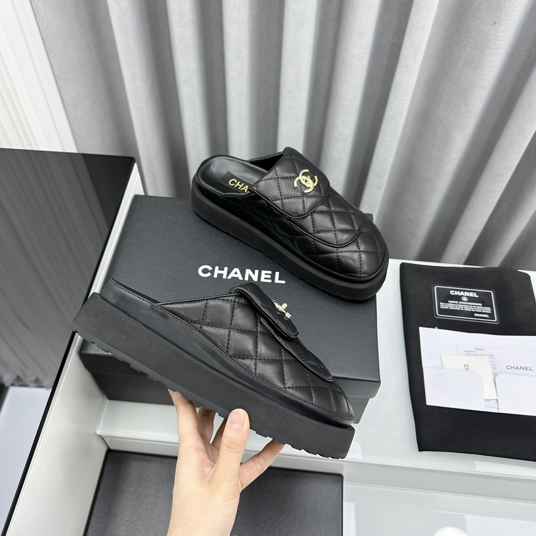 D516G Chanel thick sole half slippers sandals 75$ gallery