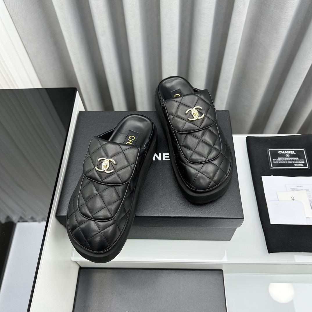 D516G Chanel thick sole half slippers sandals 75$ gallery