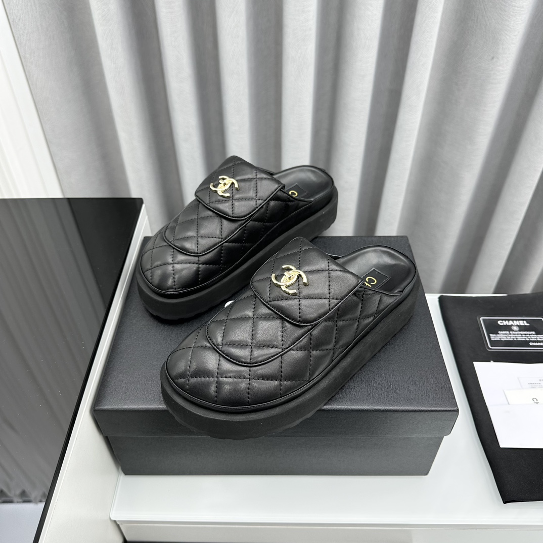 D516G Chanel thick sole half slippers sandals 75$ gallery