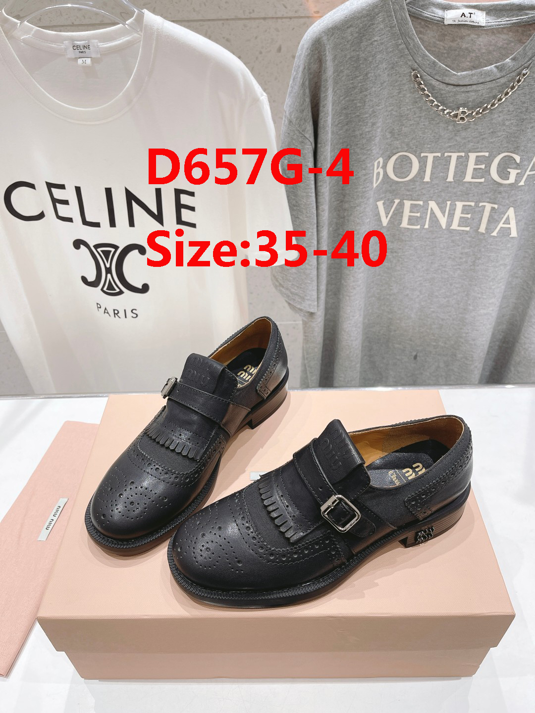 D658G Miu Miu x Leather and Linen Loafers 108$ gallery