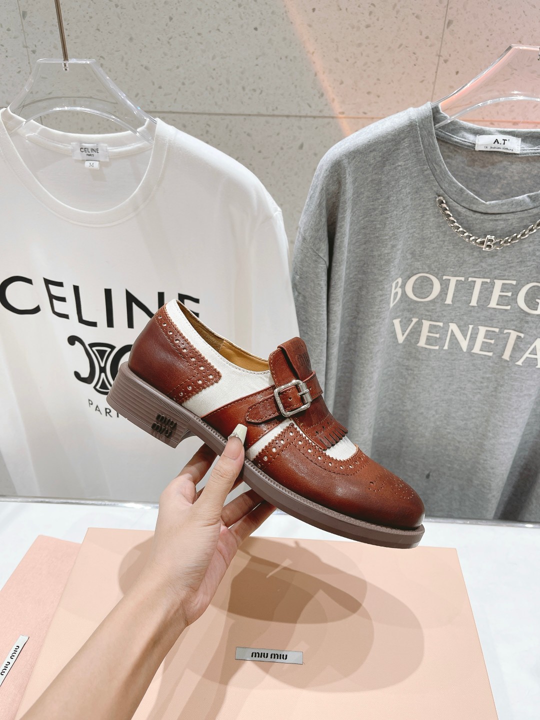 D658G Miu Miu x Leather and Linen Loafers 108$ gallery