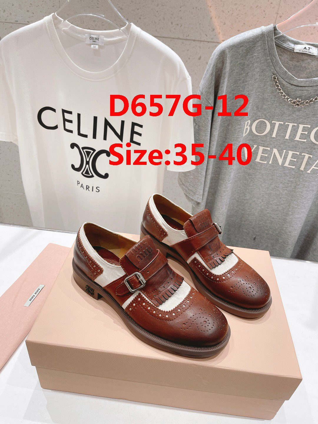 D658G Miu Miu x Leather and Linen Loafers 108$ gallery