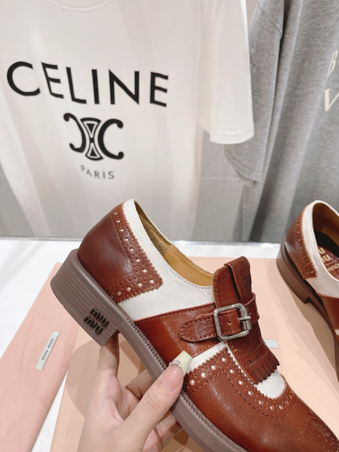 D658G Miu Miu x Leather and Linen Loafers 108$ gallery