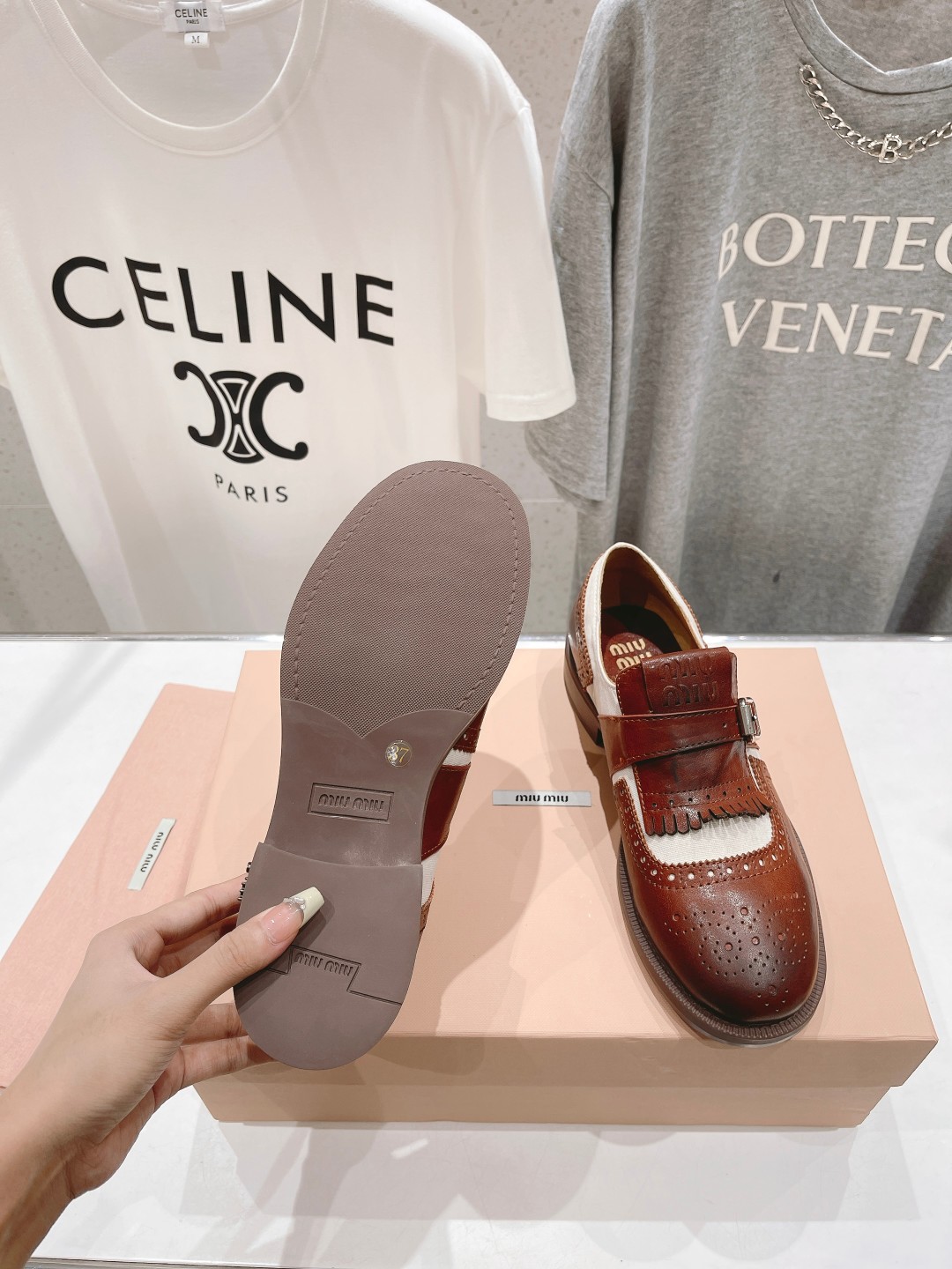 D658G Miu Miu x Leather and Linen Loafers 108$ gallery