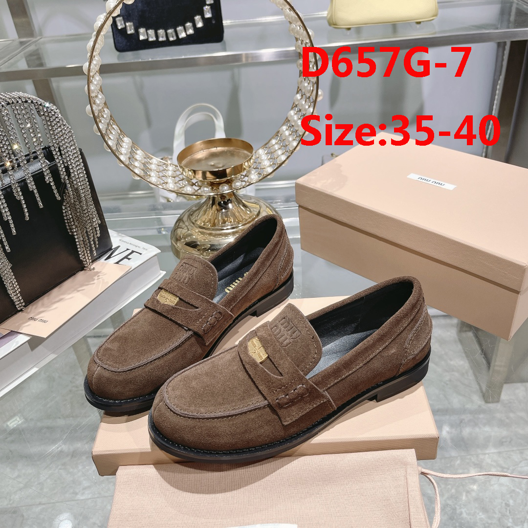 D658G Miu Miu x Leather and Linen Loafers 108$ gallery