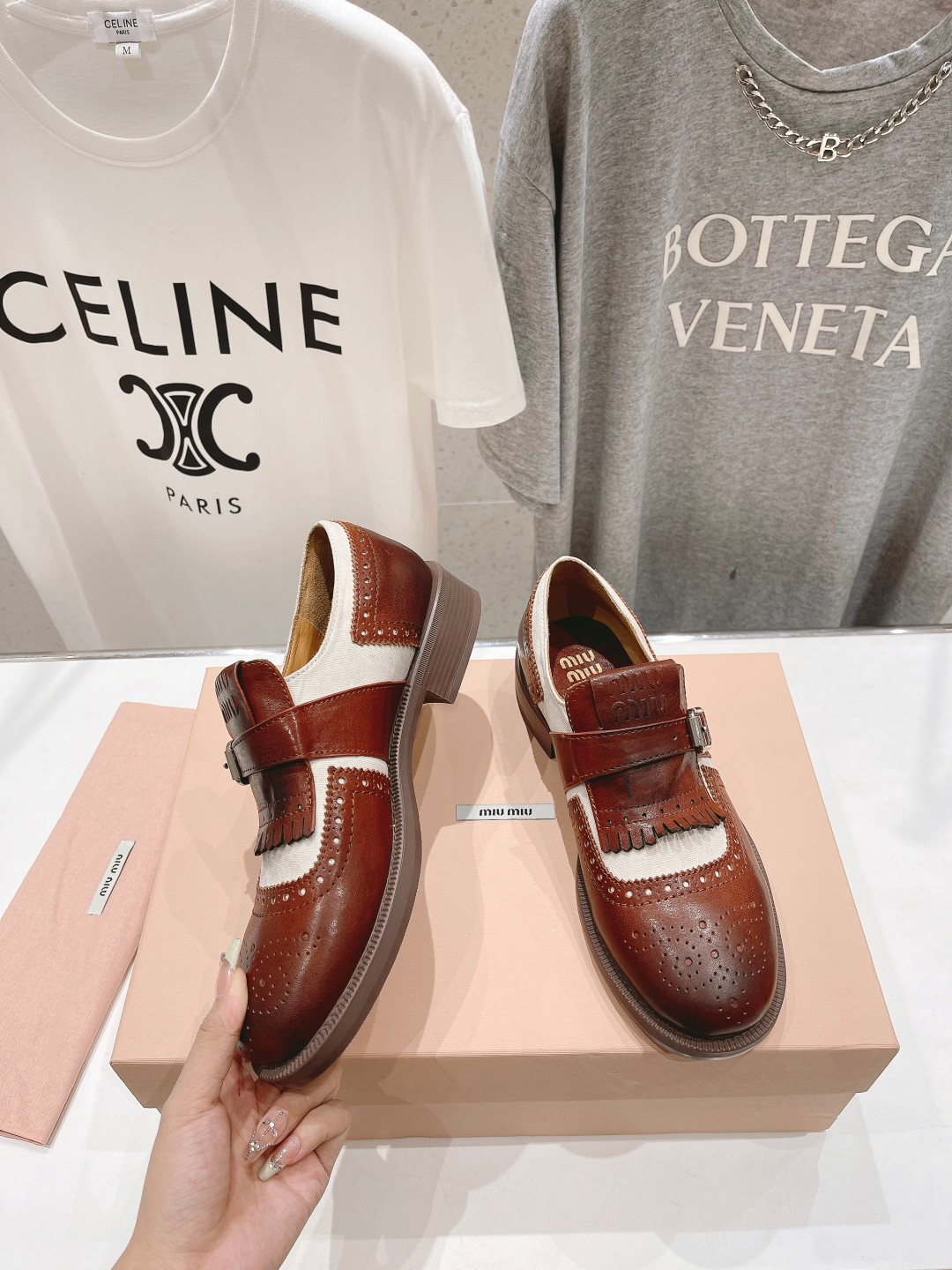 D658G Miu Miu x Leather and Linen Loafers 108$ gallery