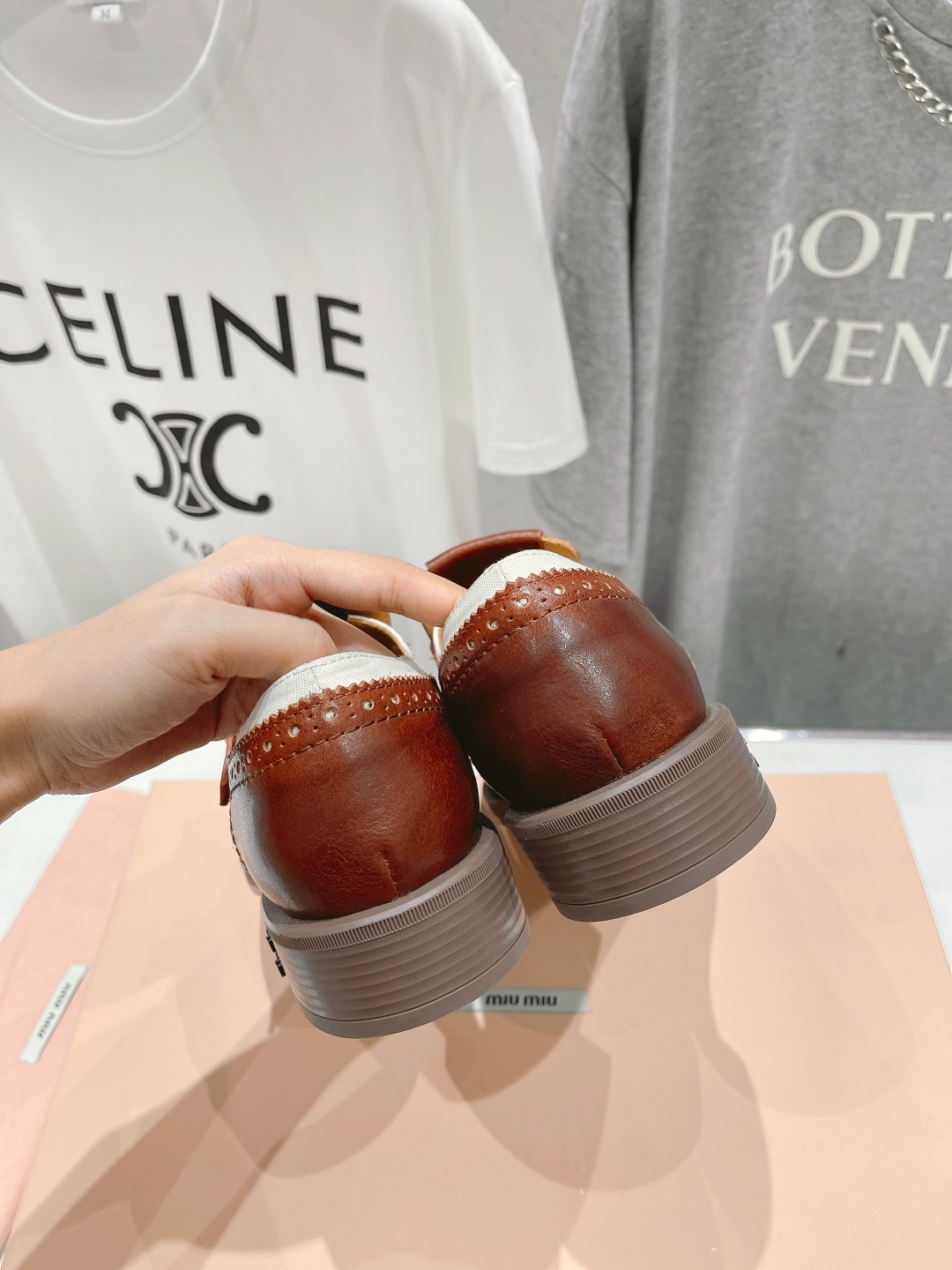 D658G Miu Miu x Leather and Linen Loafers 108$ gallery