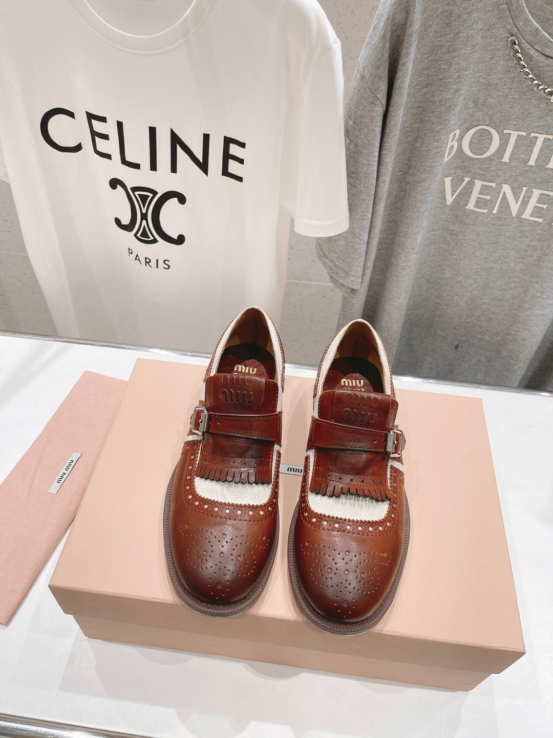 D658G Miu Miu x Leather and Linen Loafers 108$ gallery