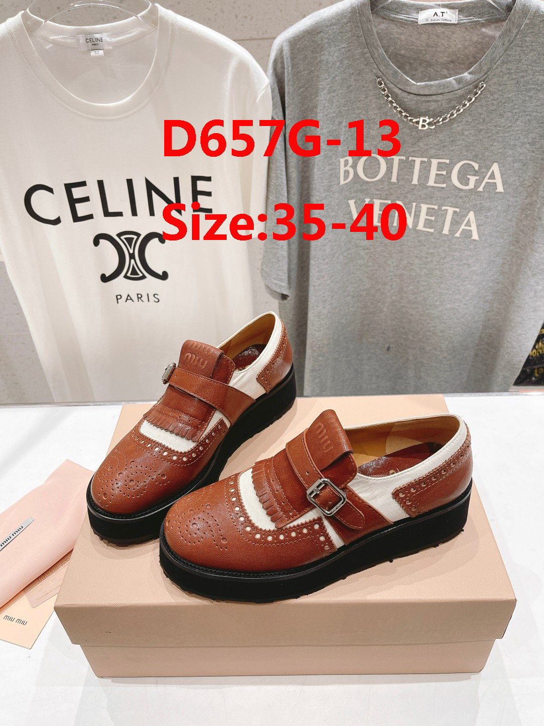 D658G Miu Miu x Leather and Linen Loafers 108$ gallery