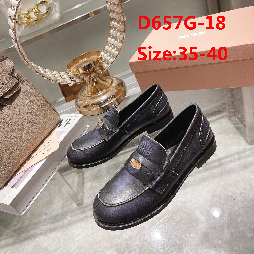 D658G Miu Miu x Leather and Linen Loafers 108$ gallery
