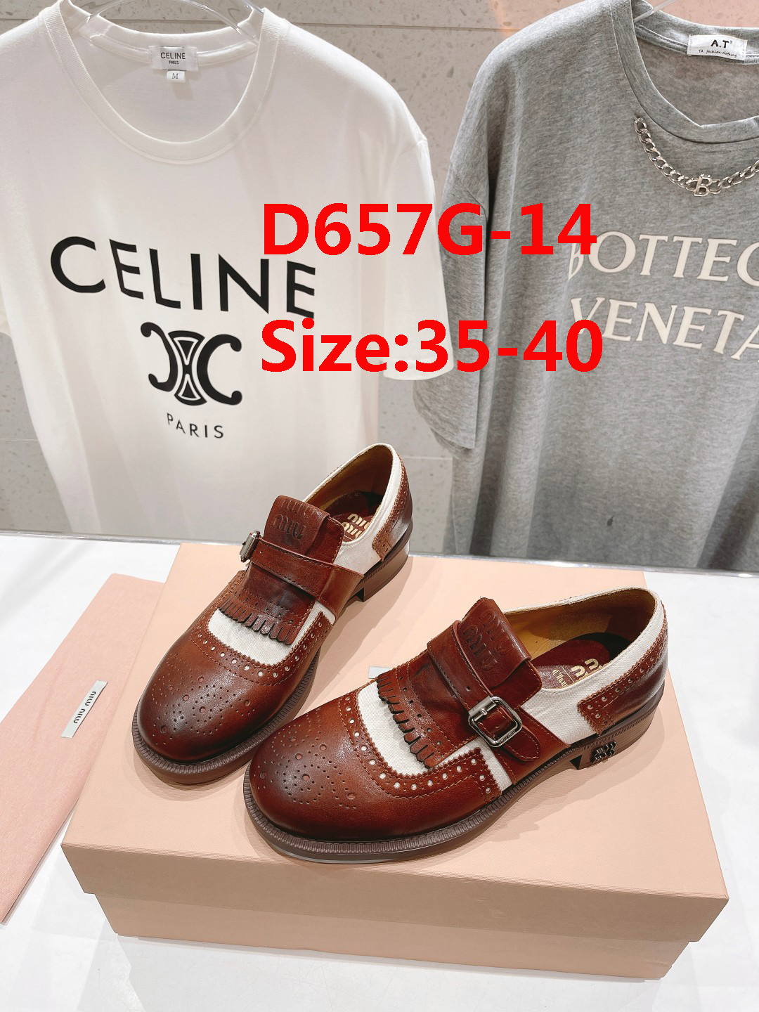 D658G Miu Miu x Leather and Linen Loafers 108$ gallery