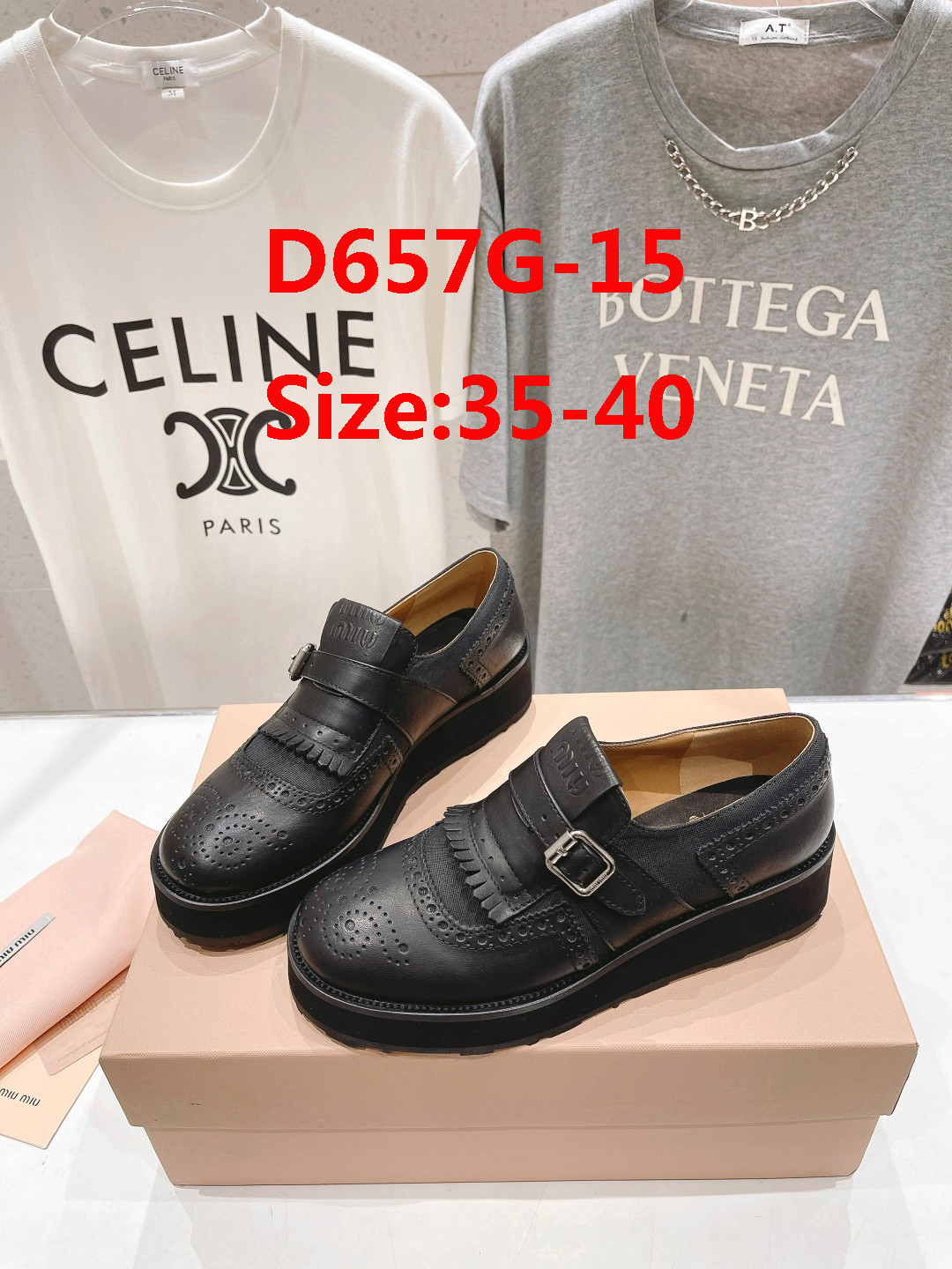 D658G Miu Miu x Leather and Linen Loafers 108$ gallery