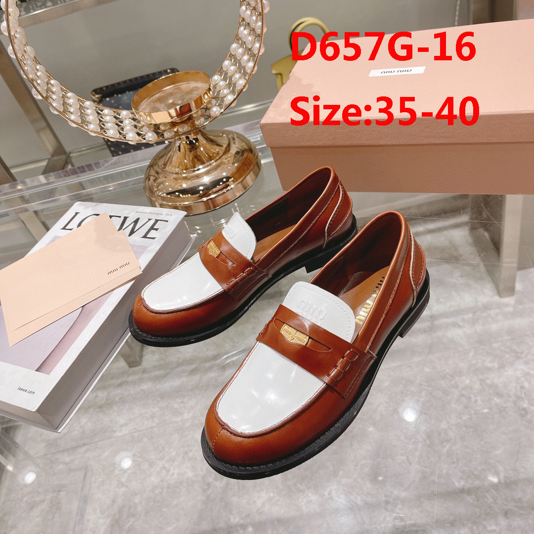 D658G Miu Miu x Leather and Linen Loafers 108$ gallery