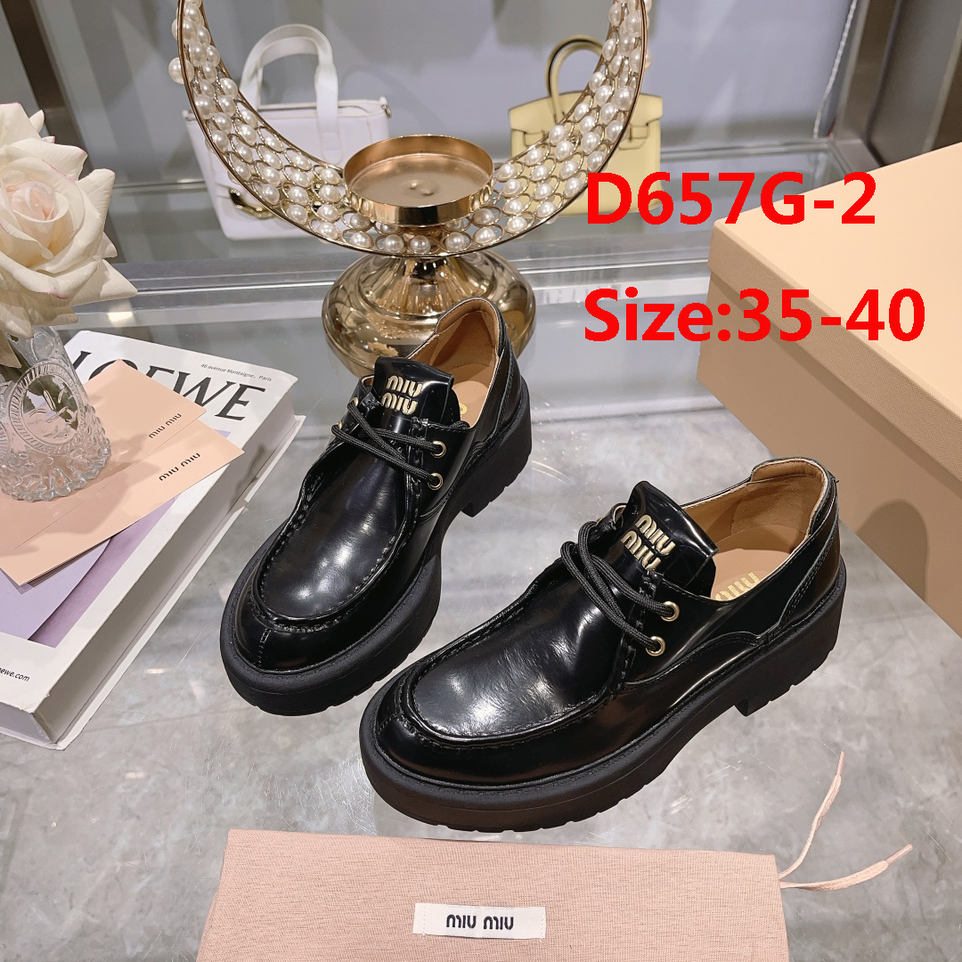 D658G Miu Miu x Leather and Linen Loafers 108$ gallery