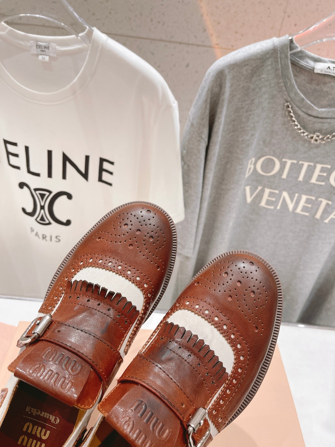 D658G Miu Miu x Leather and Linen Loafers 108$ gallery