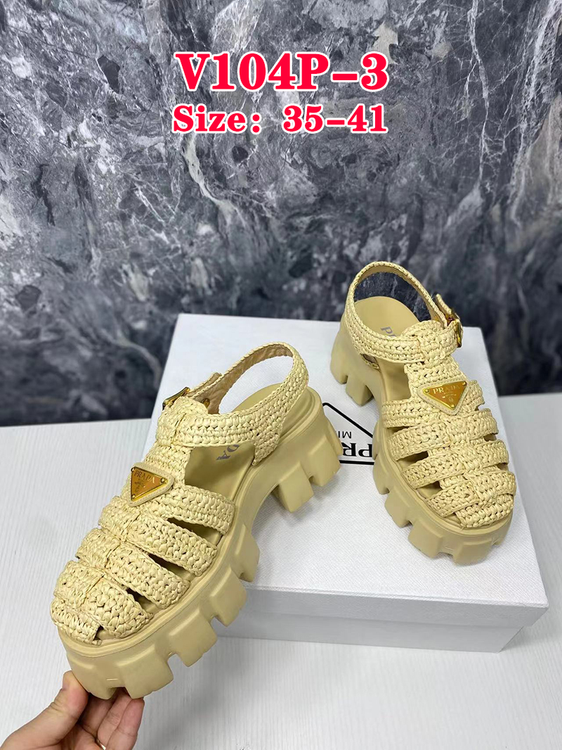 V104P Prada Straw knitted thick -soled sandals $99 gallery