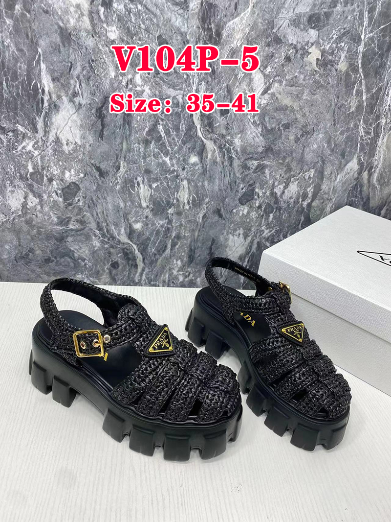 V104P Prada Straw knitted thick -soled sandals $99 gallery