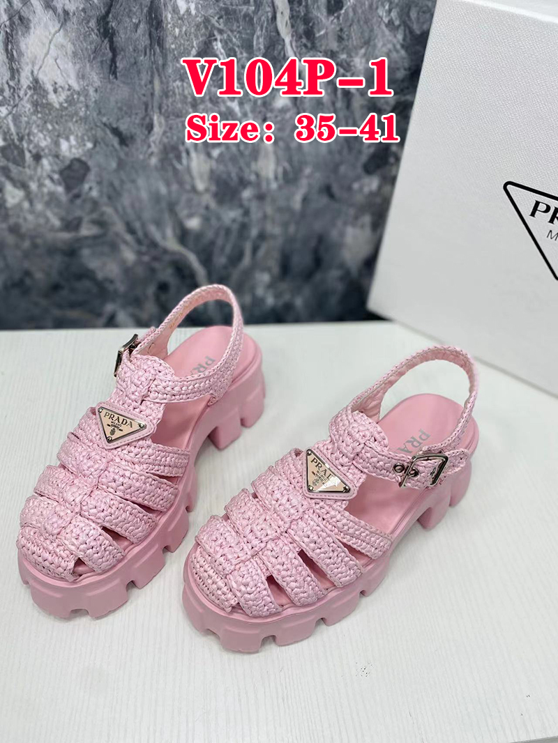 V104P Prada Straw knitted thick -soled sandals $99 gallery