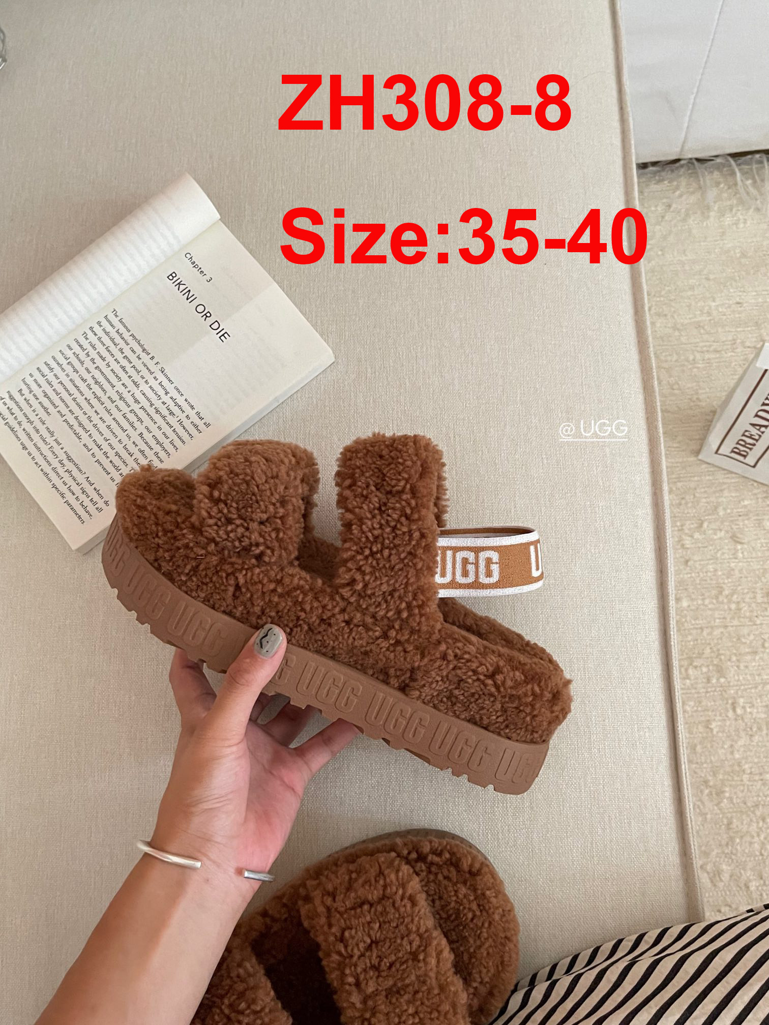 ZH308 UGG platform teddy flip flops 59$ gallery