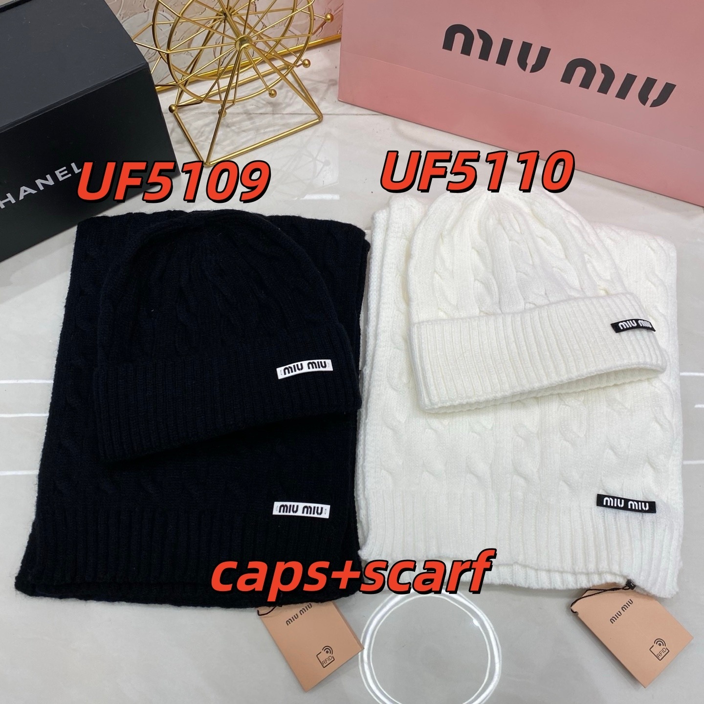 UF5109-UF5110，Miumiu caps+scarf 235.99 上GA WA gallery