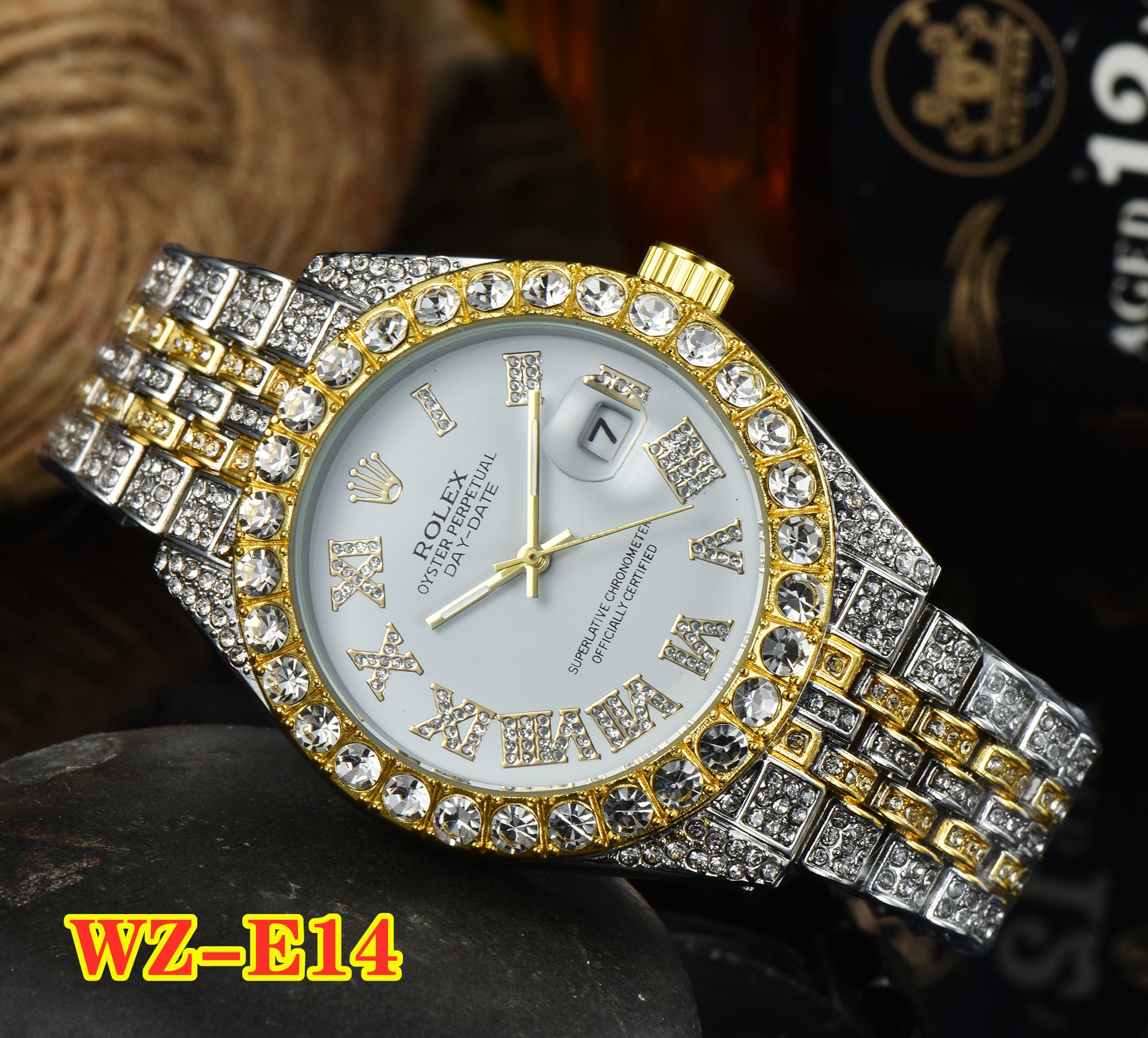 HO135   Rolex -$45.57   five beads Roman full diamond gallery