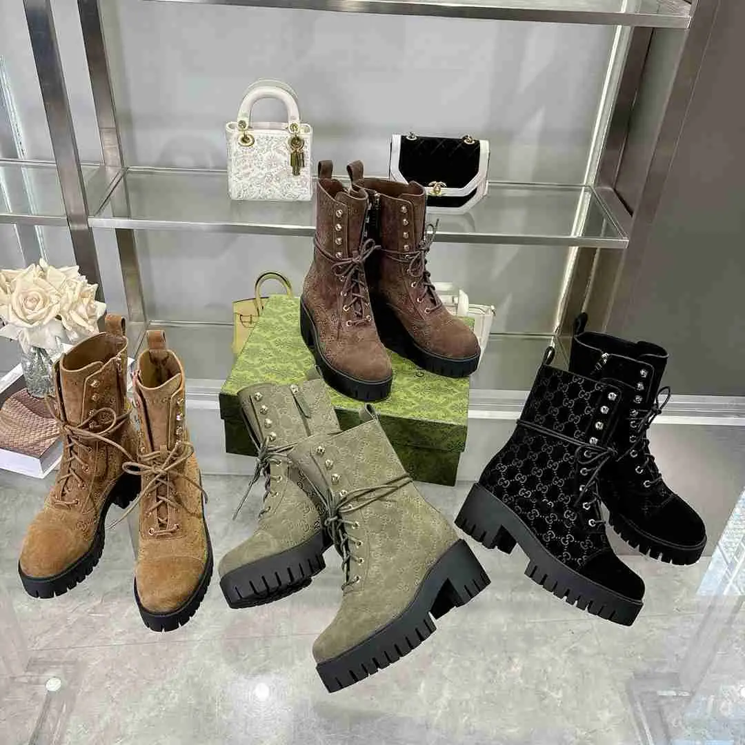 Ag5645360  古奇女士GG系带牛皮面踝靴 gallery