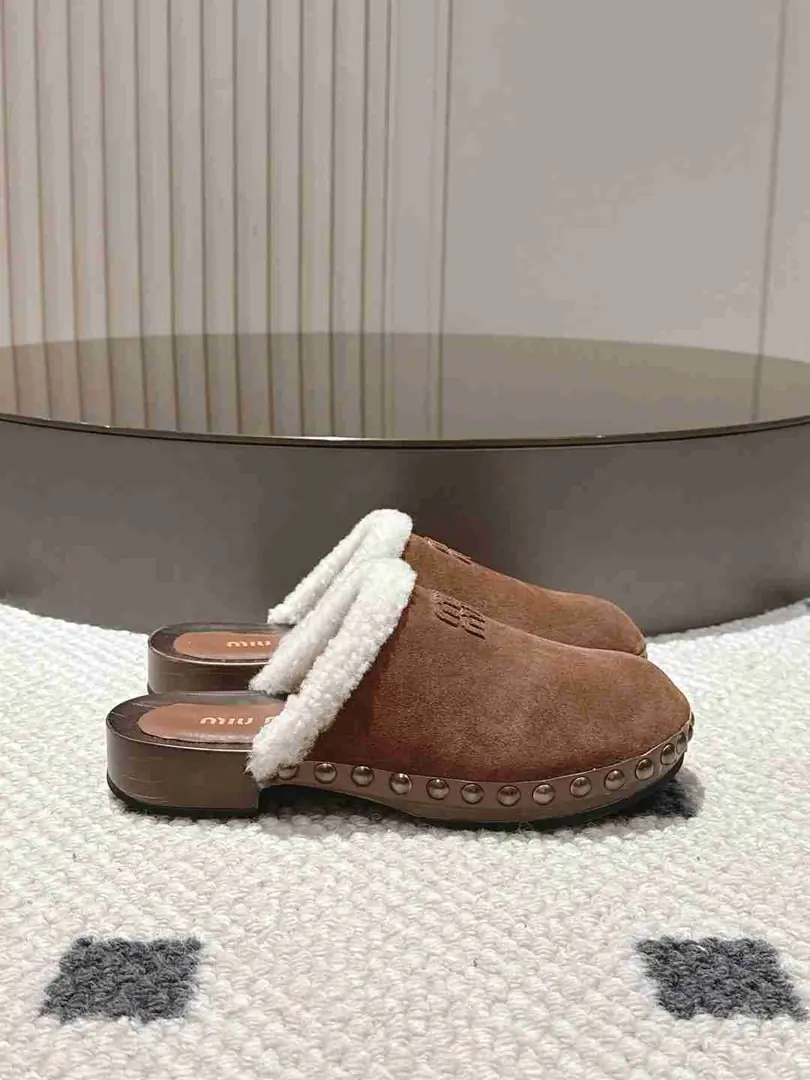 Am5739250  Miu Miu 半包羊毛拖， gallery