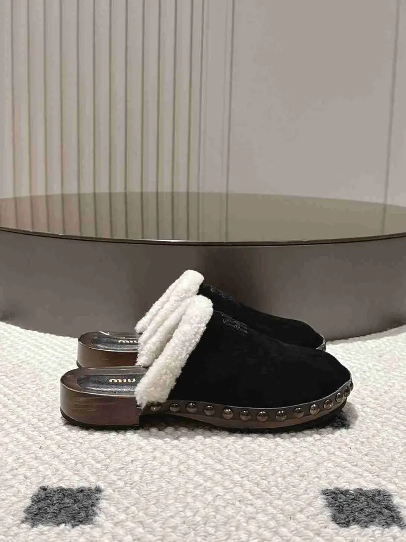 Am5739250  Miu Miu 半包羊毛拖， gallery