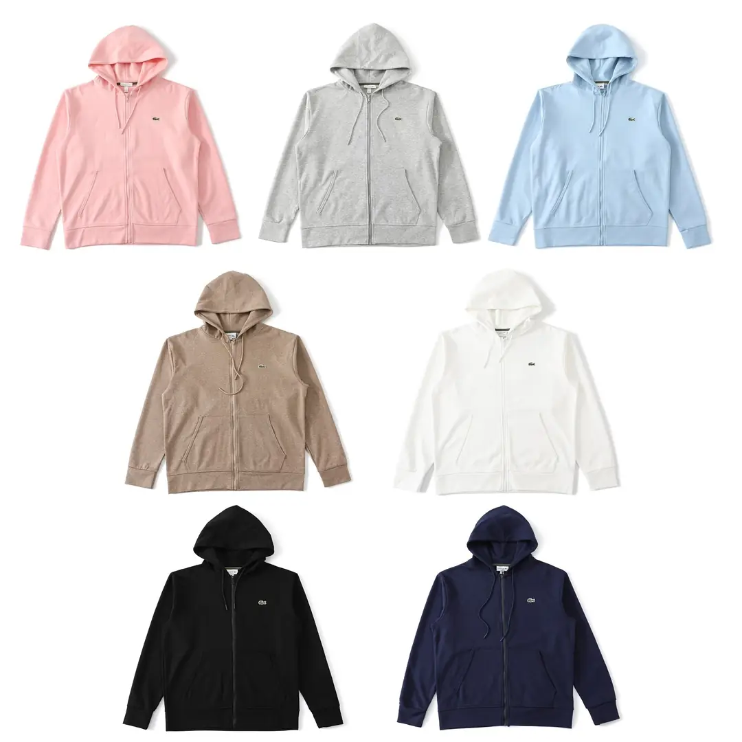 J2Y14 LACOSTE Solid Color Logo Hooded Cardigan Sweatshirt 48$ gallery