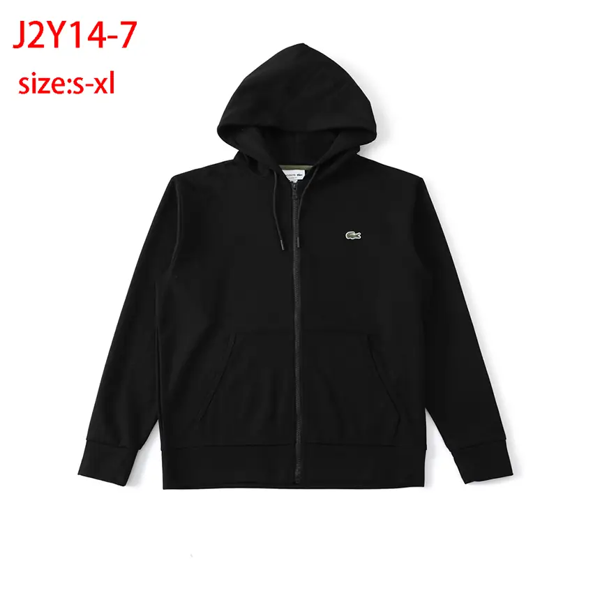 J2Y14 LACOSTE Solid Color Logo Hooded Cardigan Sweatshirt 48$ gallery