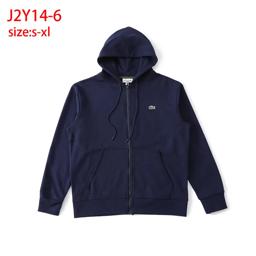 J2Y14 LACOSTE Solid Color Logo Hooded Cardigan Sweatshirt 48$ gallery