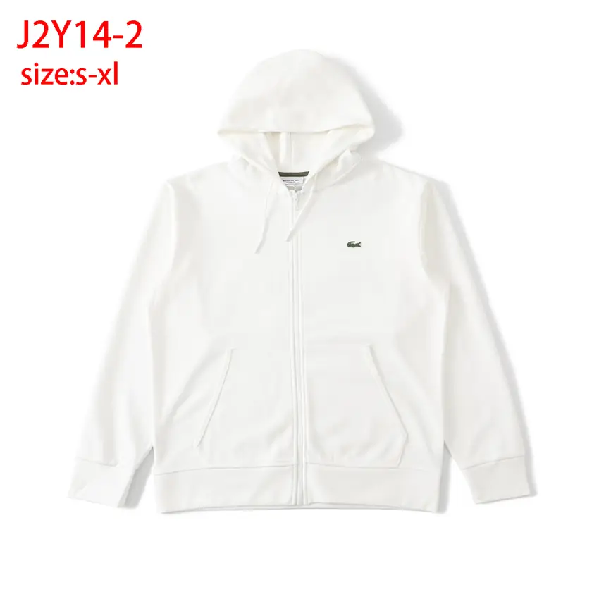 J2Y14 LACOSTE Solid Color Logo Hooded Cardigan Sweatshirt 48$ gallery