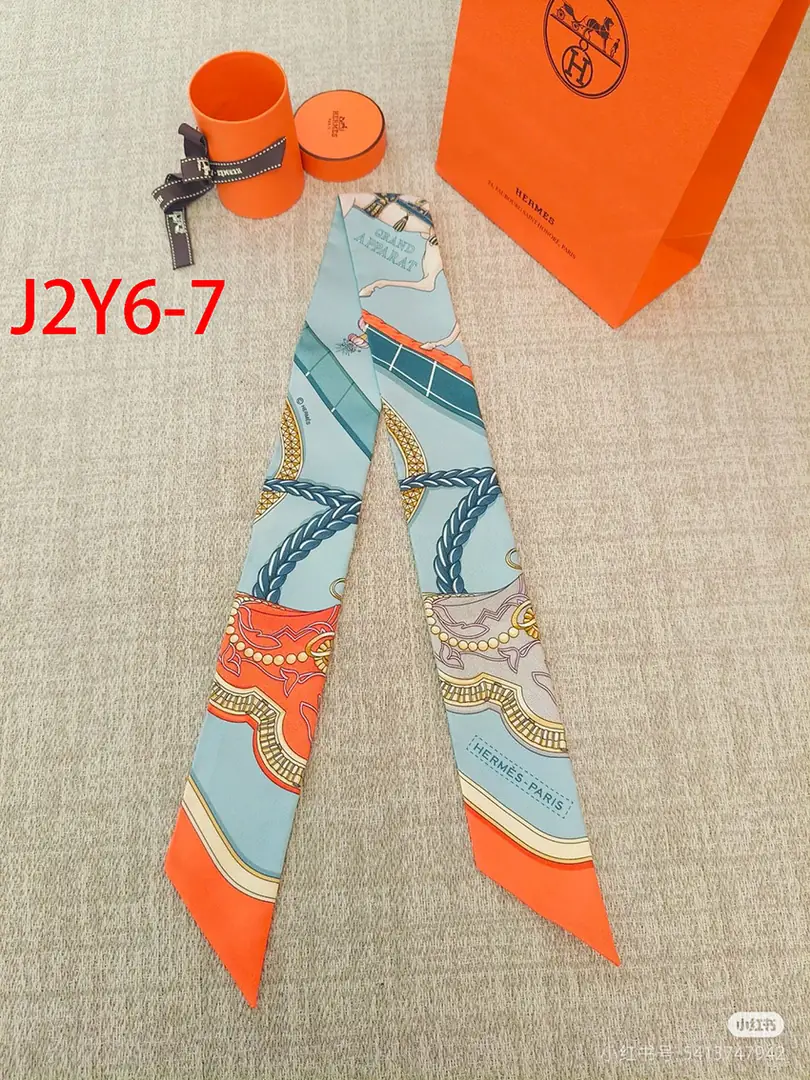 J2Y6 Hermès 6x110CM double-sided ribbon 23.5$ gallery